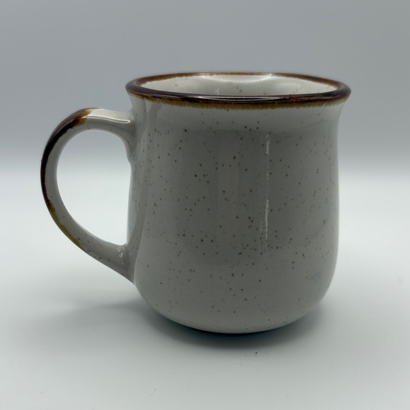 Vintage Hand-Painted Ceramic Mug – Blue Leaf & Golden Wheat Motif – Rustic Boho - Picture 3 of 5